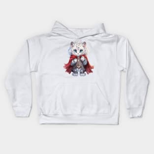 Cartoon Snow Leopard in Dracula Costume Kids Hoodie